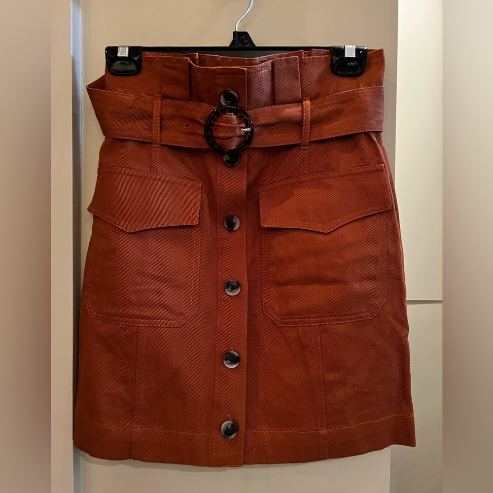 NET Banana Republic high waisted button front a line mini skirt 2 Rust/Brown